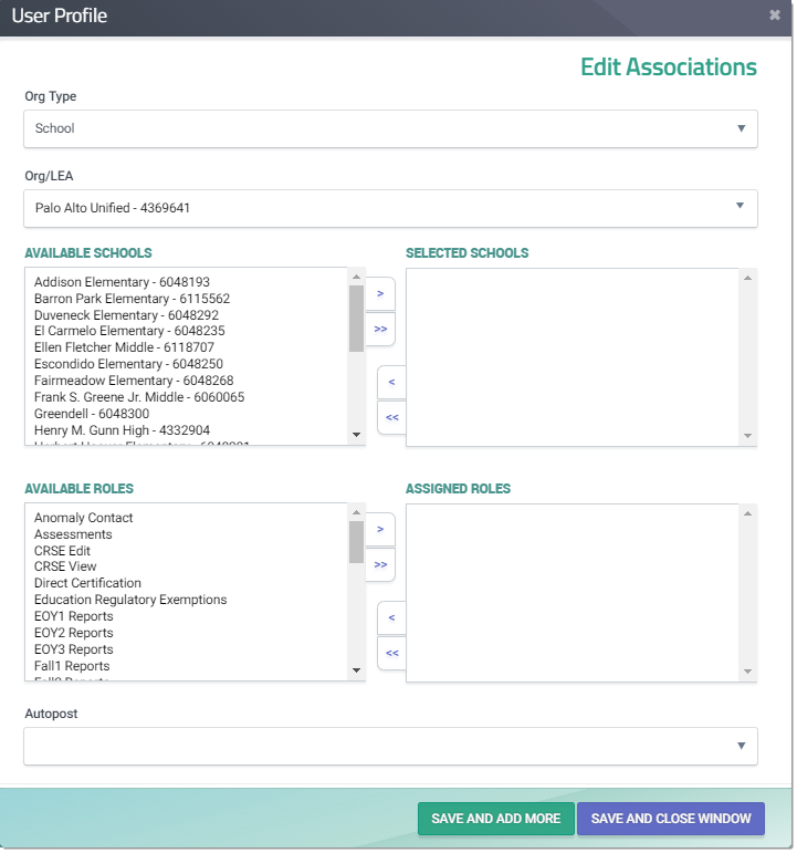 IMAGE showing how to assign user to a school level account