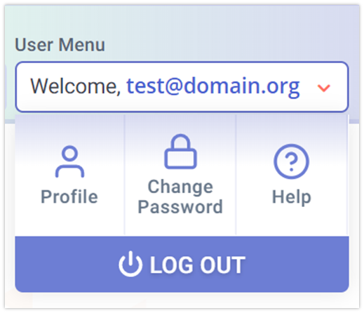 IMAGE showing user menu options profile, change password help