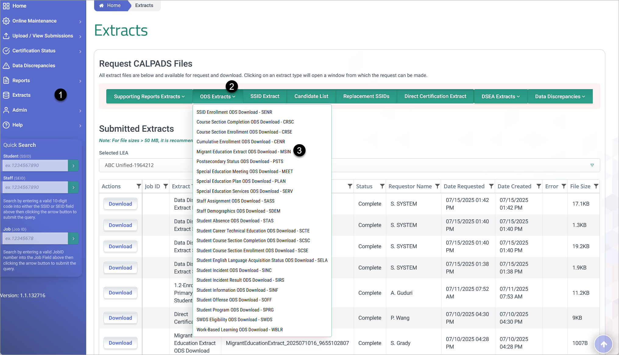 DC Extract request process