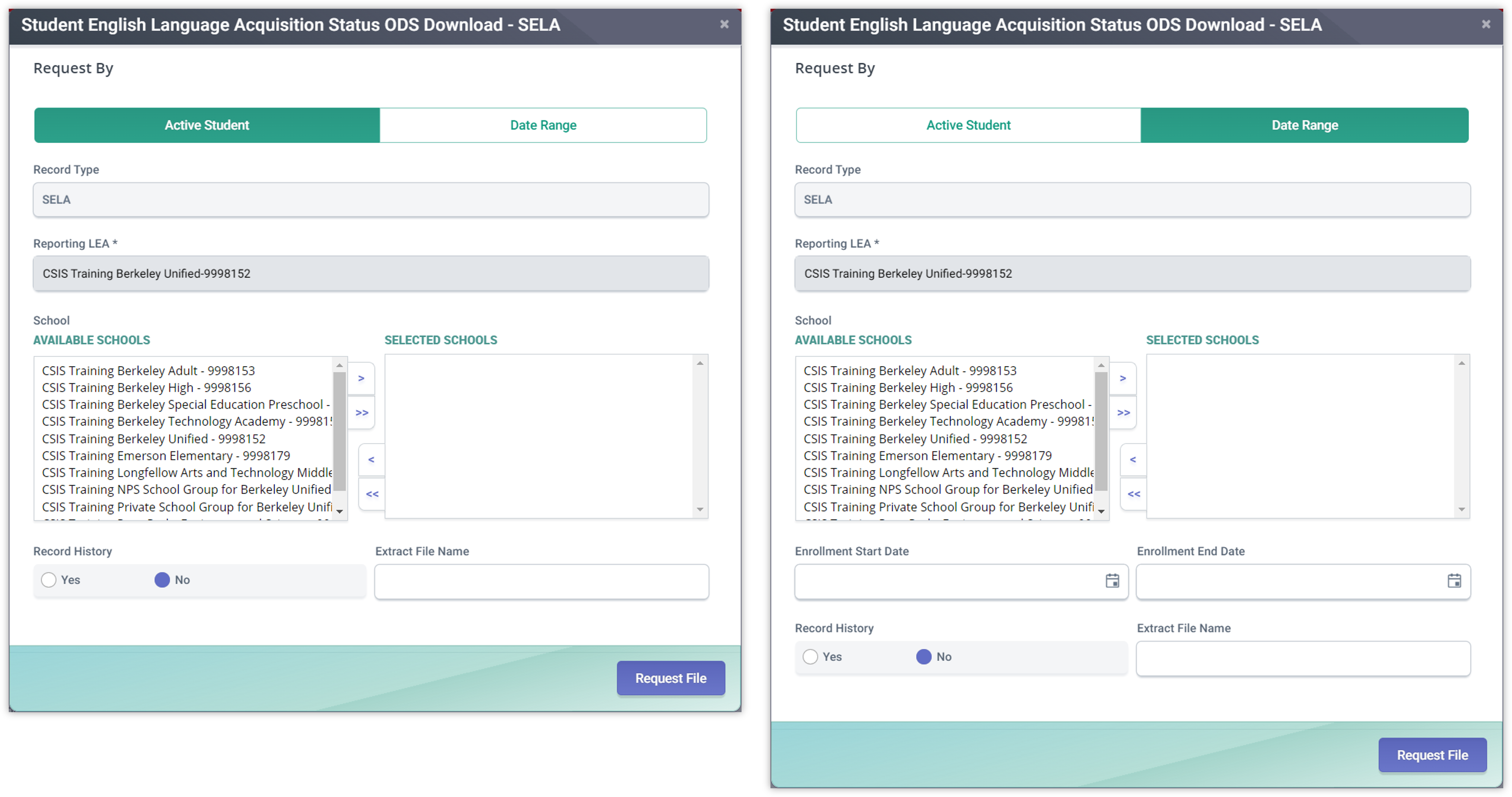 SELA ODS Extract Modal