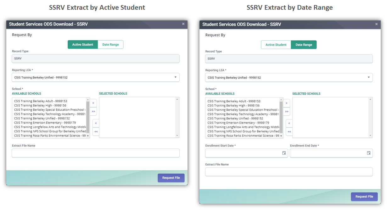 SSRV ODS Extract Modal