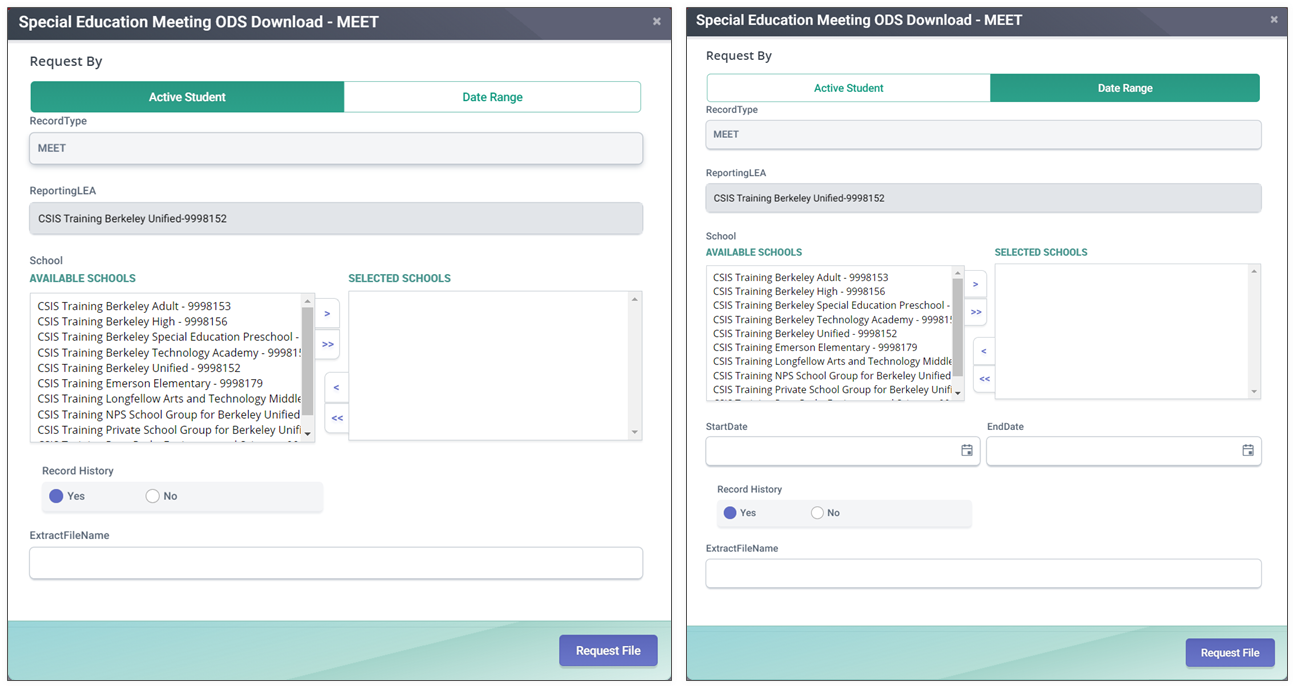 SSRV RealTime Extract Modal
