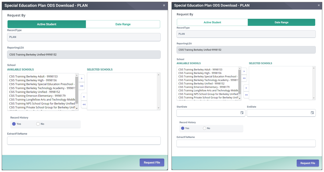 SSRV RealTime Extract Modal
