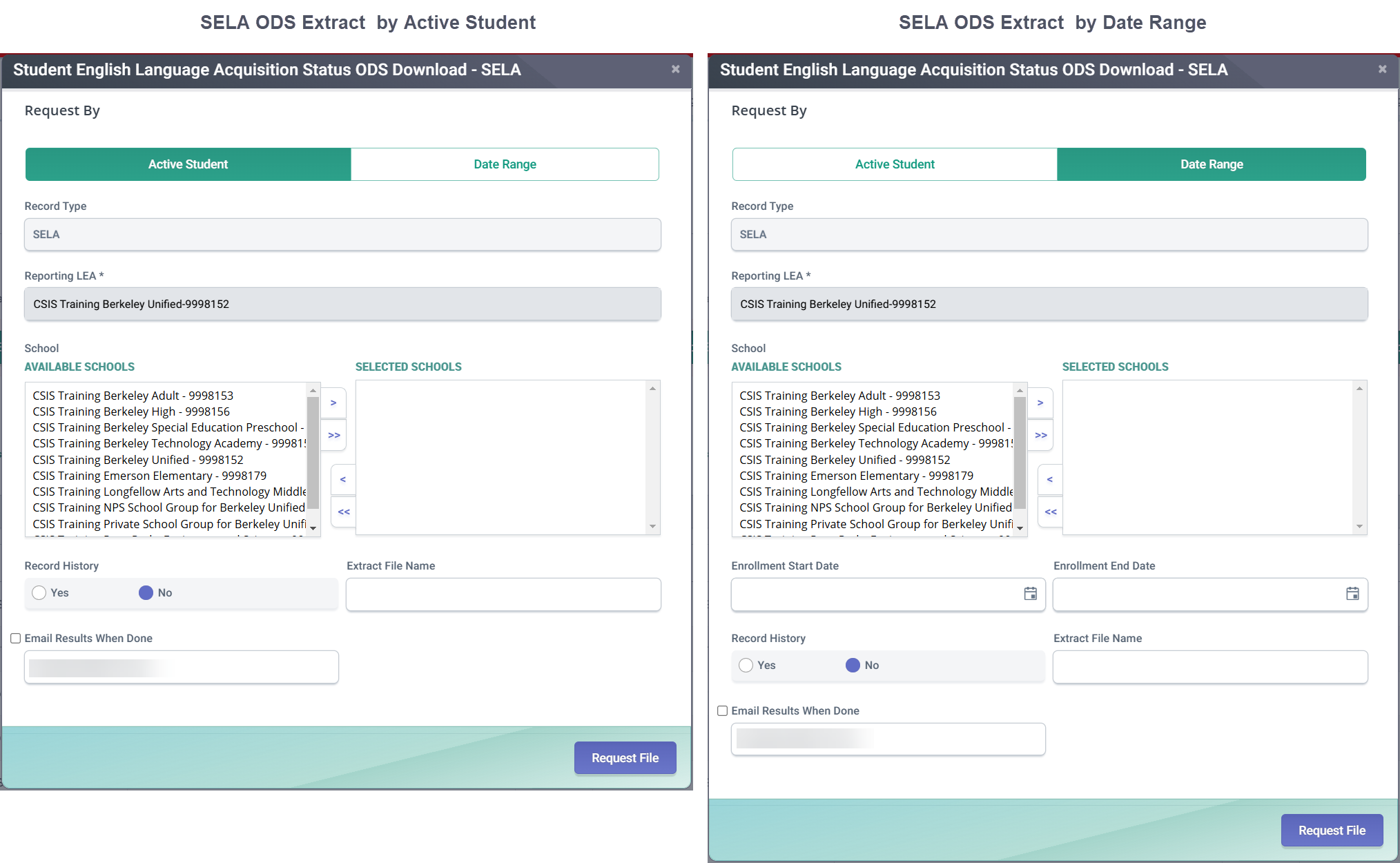 SELA RealTime Extract Modal