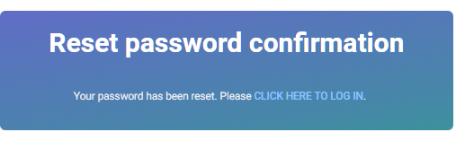 Reset password Confirmation dialog screen