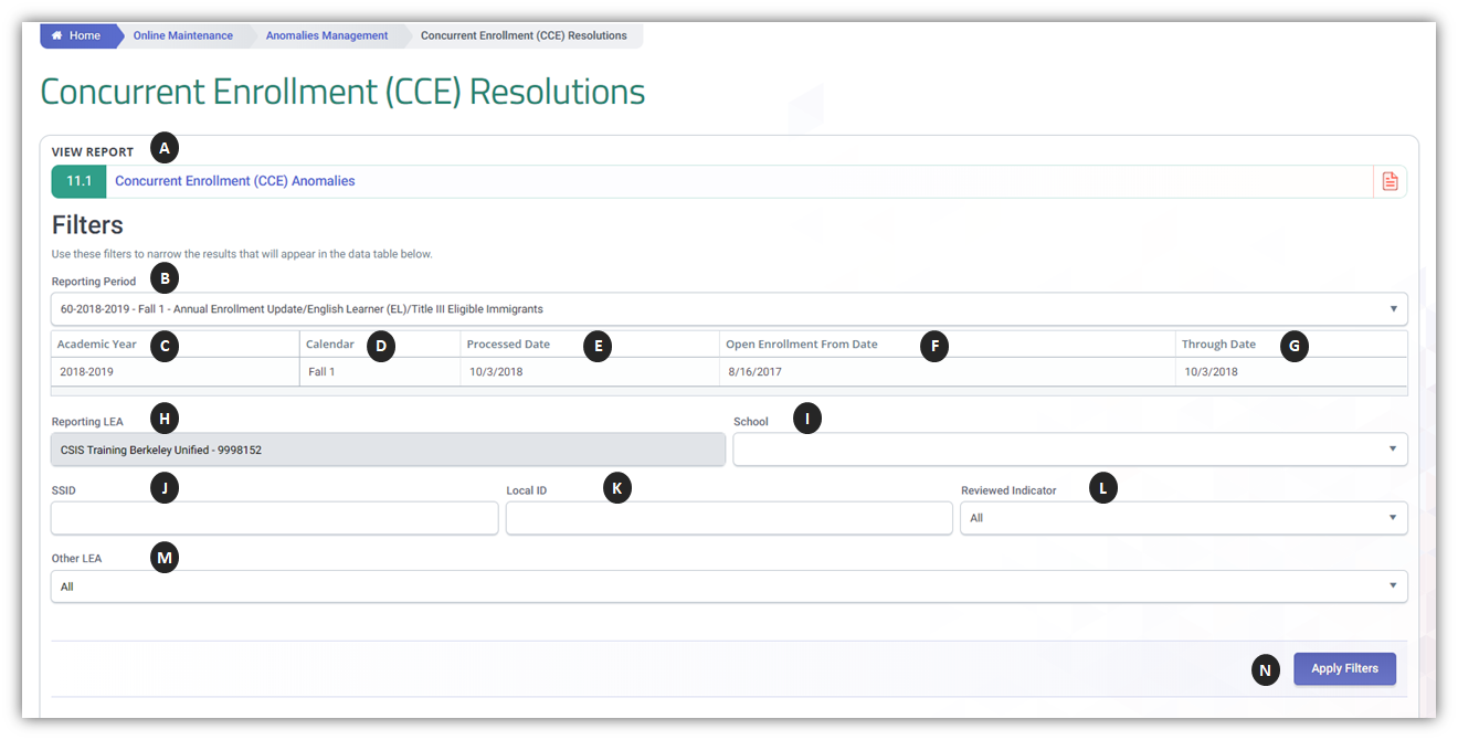 CCE User Interface