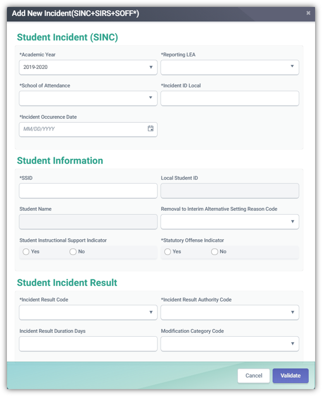 New Incident Modal