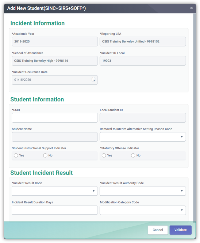 Edit Student Discipline Modal